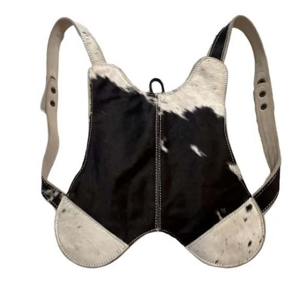 Papoose Purse Black And White Cowhide Suede Backpack Vest Bag